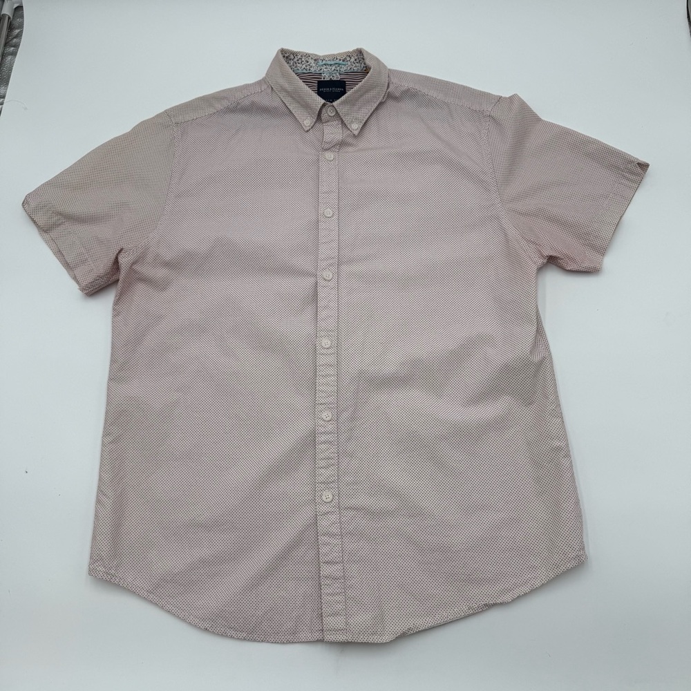 DENIM & FLOWER Ricky Singh Men's 100% Cotton Short Sleeve Size Large Slim Fit